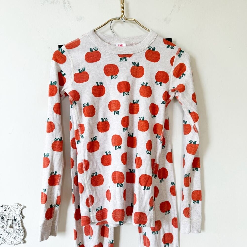 Hanna Andersson Pumpkin Long Johns Pajamas Jack o Lantern Halloween Fall 160 /14 - Picture 3 of 6